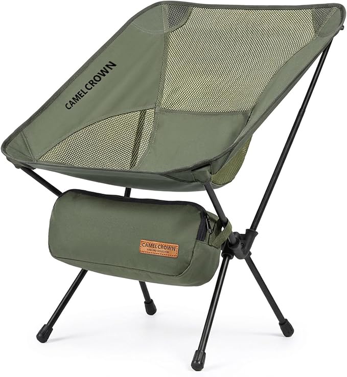 CAMEL CROWN Camping Chair Heavy Duty Backpacking Chair - Ultra-Light Folding Chair with Carry Bag, Portable Compact for Ou...