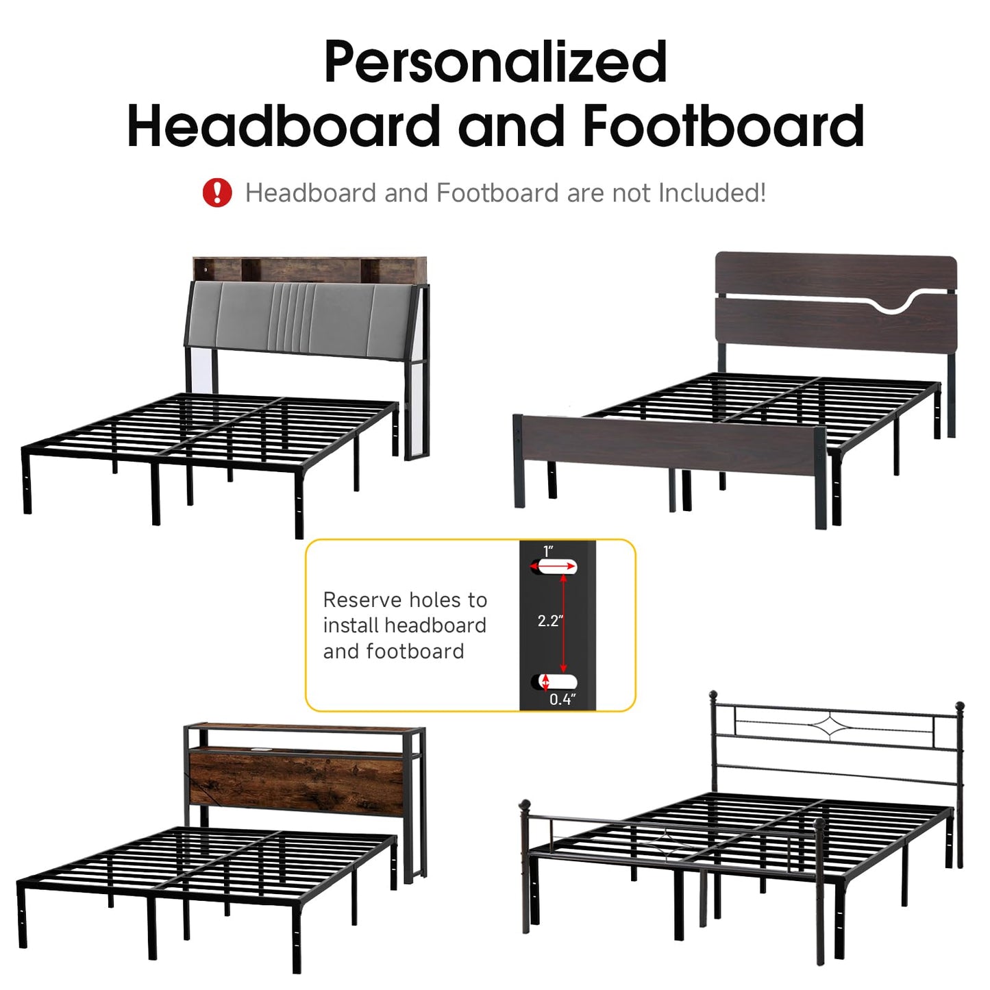 BedsPick Queen Bed Frame, 14 Inch Metal Platform Bed Frame Queen Size, Heavy Duty Sturdy Mattress Foundation, Noise Free, Easy Assembly, Steel Slats Support, No Box Spring Needed, Black
