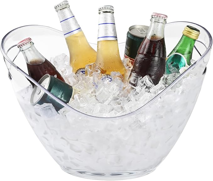 Large 8L Party Beverage Bucket, Acrylic Ice Bucket for Cocktail Bar, Cooler for Champagne, Red Wine or Beer, Food Grade, S...