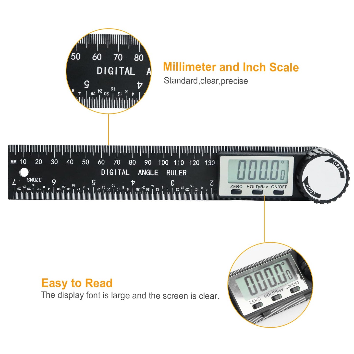 Third Generation Protractor Angle Finder, Digital Angle Ruler with 7inch/200mm, Angle Gauge for Woodworking/Carpenter/Construction Tools(2 Batteries Included) (Enhanced ABS)