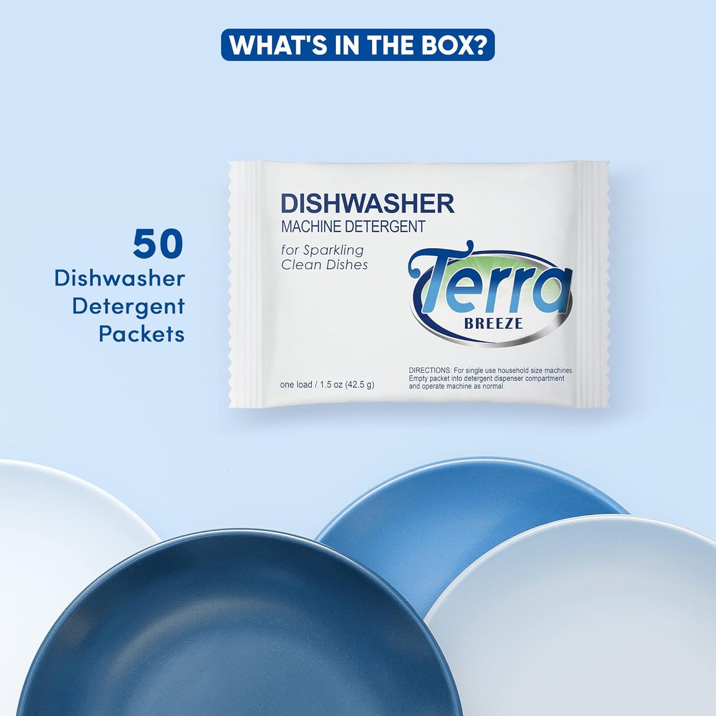 Terra Breeze Automatic Dishwasher Detergent Powder,1.5 oz. Individually Wrapped Packets (50 packs)