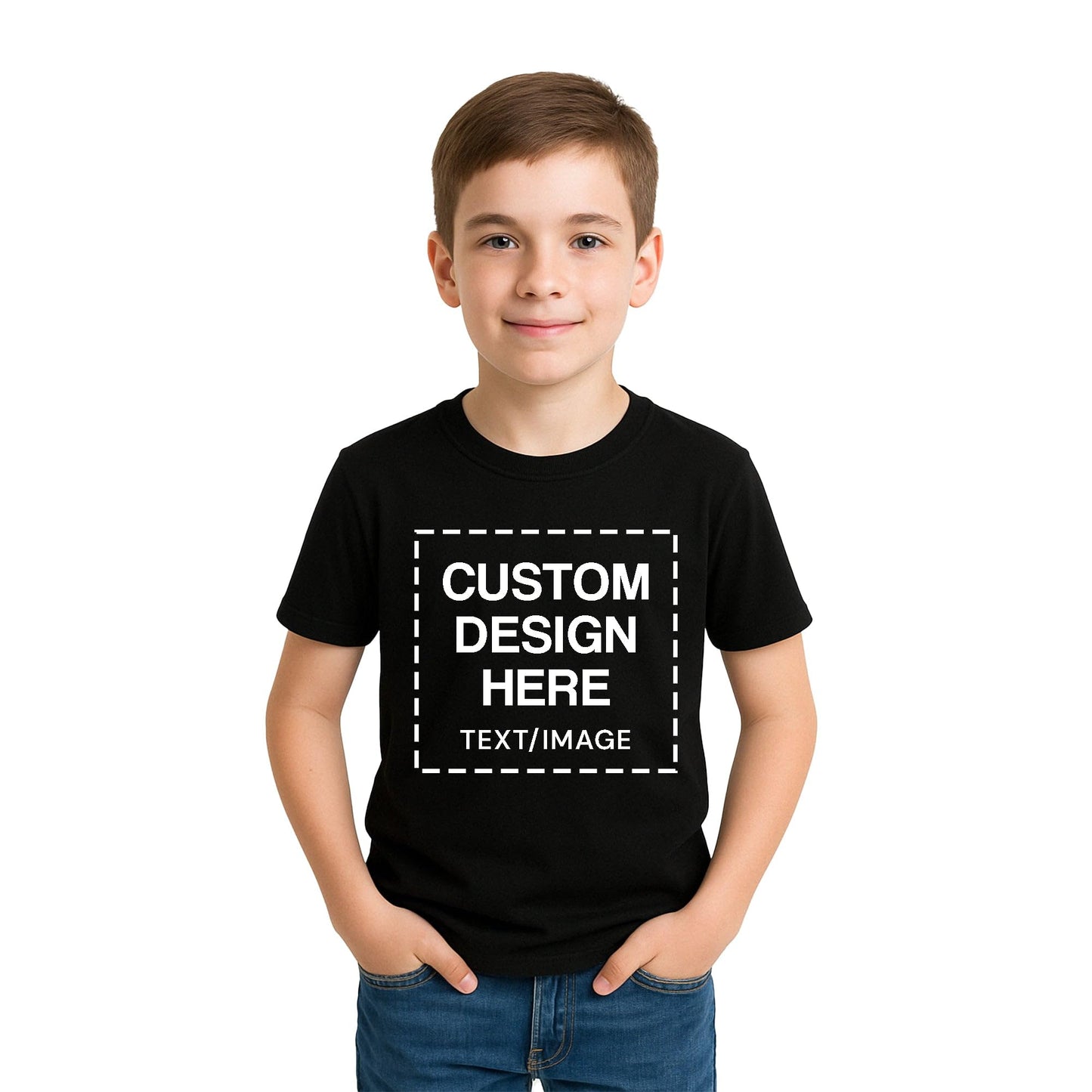 Custom Shirts for Kids Personalized Cotton T Shirts for Boys Girls Children Customized DTF Print Custom Kids Shirt Tshirt Upload Your Design X-Small Black Tshirt
