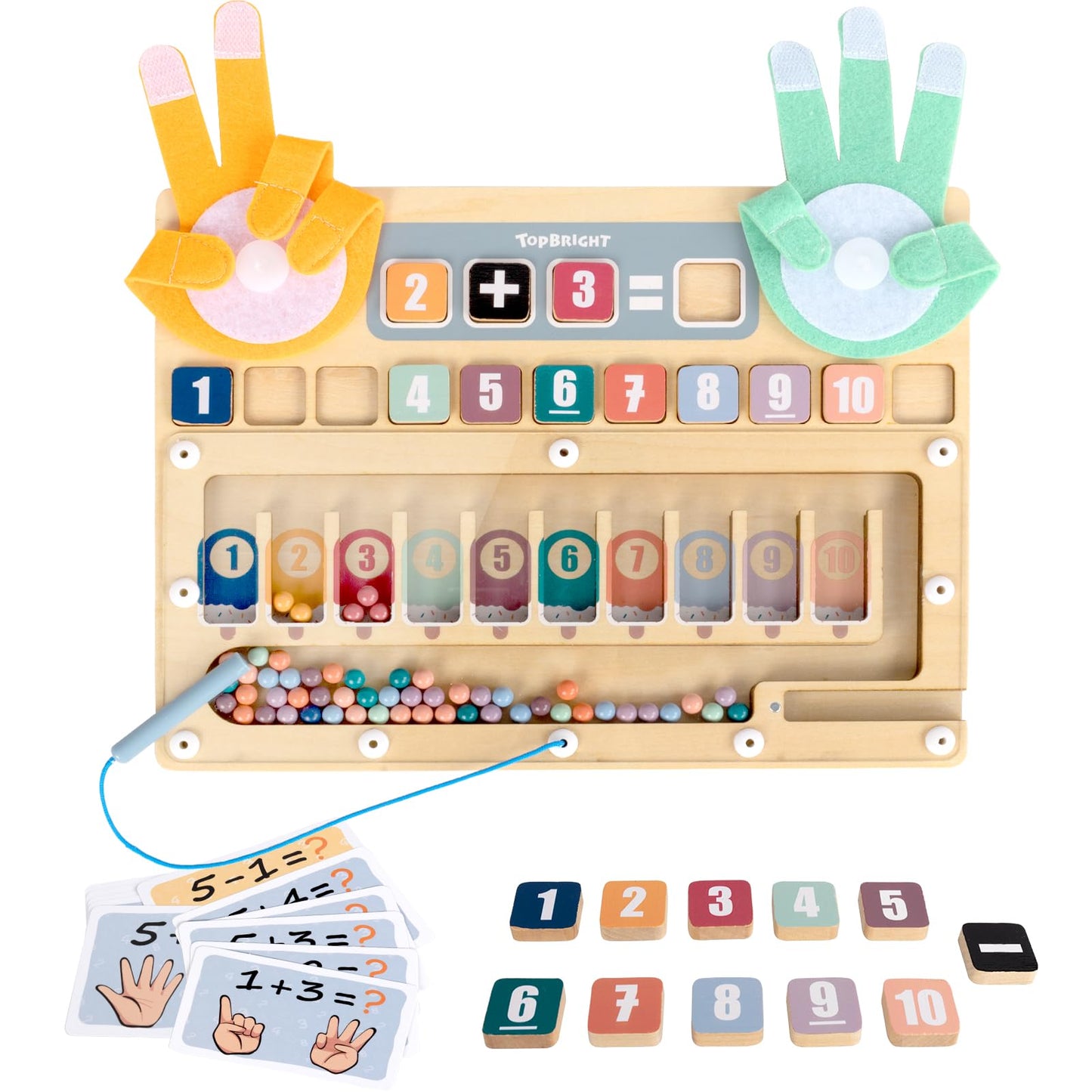 TOP BRIGHT Preschool Learning Toys for Toddlers 2-4, Educational Math Manipulatives Number Counting Blocks for Kids, Montessori Toys for 3 4 5 Year Old Finger Math Toy