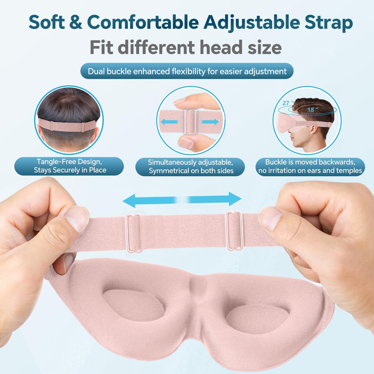 ZGGCD Sleep Mask for Side Sleeper, Light Blocking Sleeping Eye Mask for Women Men, 3D Contoured Cup Night Blindfold, Luxury Eye Cover Eyeshade with Adjustable Strap for Travel, Nap, Pink