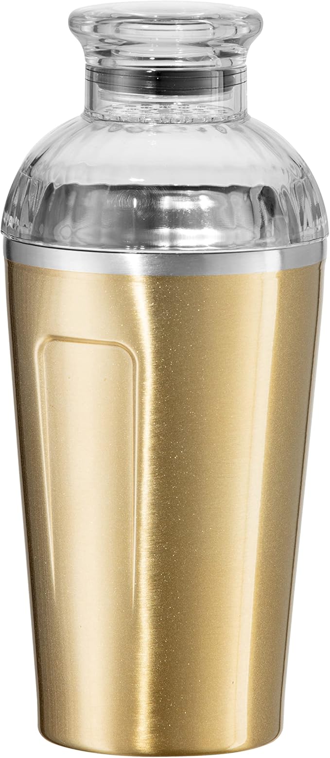OGGI Groove Insulated Cocktail Shaker-17oz Double Wall Vacuum Insulated Stainless Steel, Tritan Lid has Built In Strainer,...