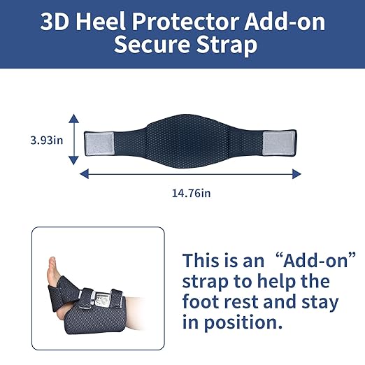 Ehucon Add-on Secure Strap Prevent 3D Heel Protector from Shifting or Falling Off,Relieve Pressure Ulcer Pain-Sold as 2 Count-Navy（NOT INCLUTE 3D Heel Protector）