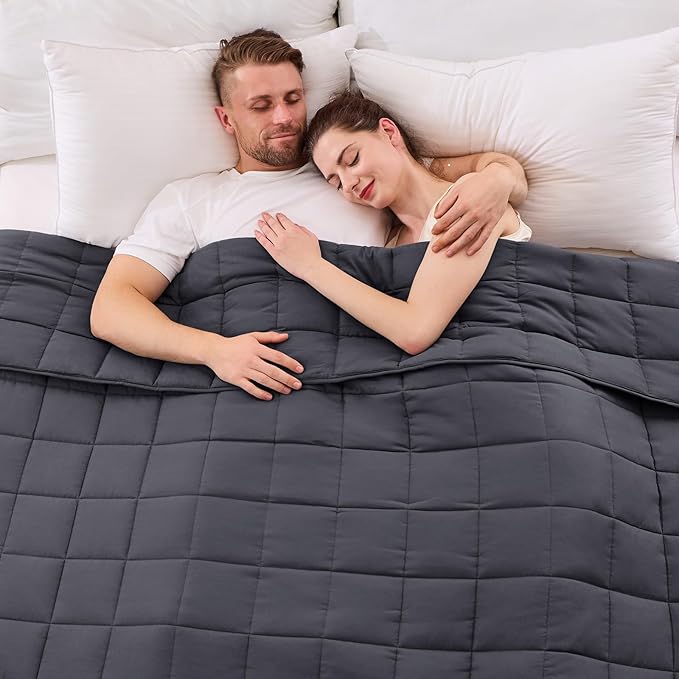 yescool Weighted Blanket for Adults (20 lbs, 88” x 104”, Grey) Cooling Heavy Blanket for Sleeping Perfect for 190-210 lbs, Queen Size Breathable Blanket with Premium Glass Bead, Machine Washable