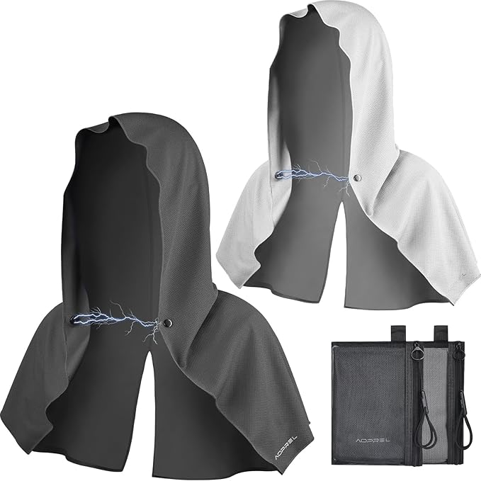 AOPREL Cooling Hoodie Towel Magnetic Lock Towels for Neck and Face UV Protection, Moisture-Wicking for Camping Gym and Yoga