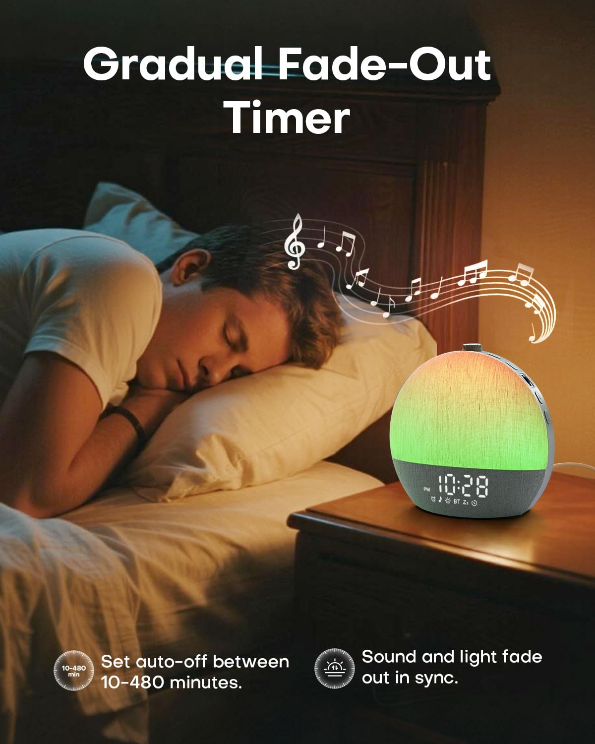 Zelaclock Sunrise Alarm Clock, White Noise Sound Machine, Sunlight Alarm Clocks for Bedrooms, 9 Natural Wake Up RGB Night Light, 30 Soothing Sounds for Heavy Sleepers, Baby, Kids, Adults