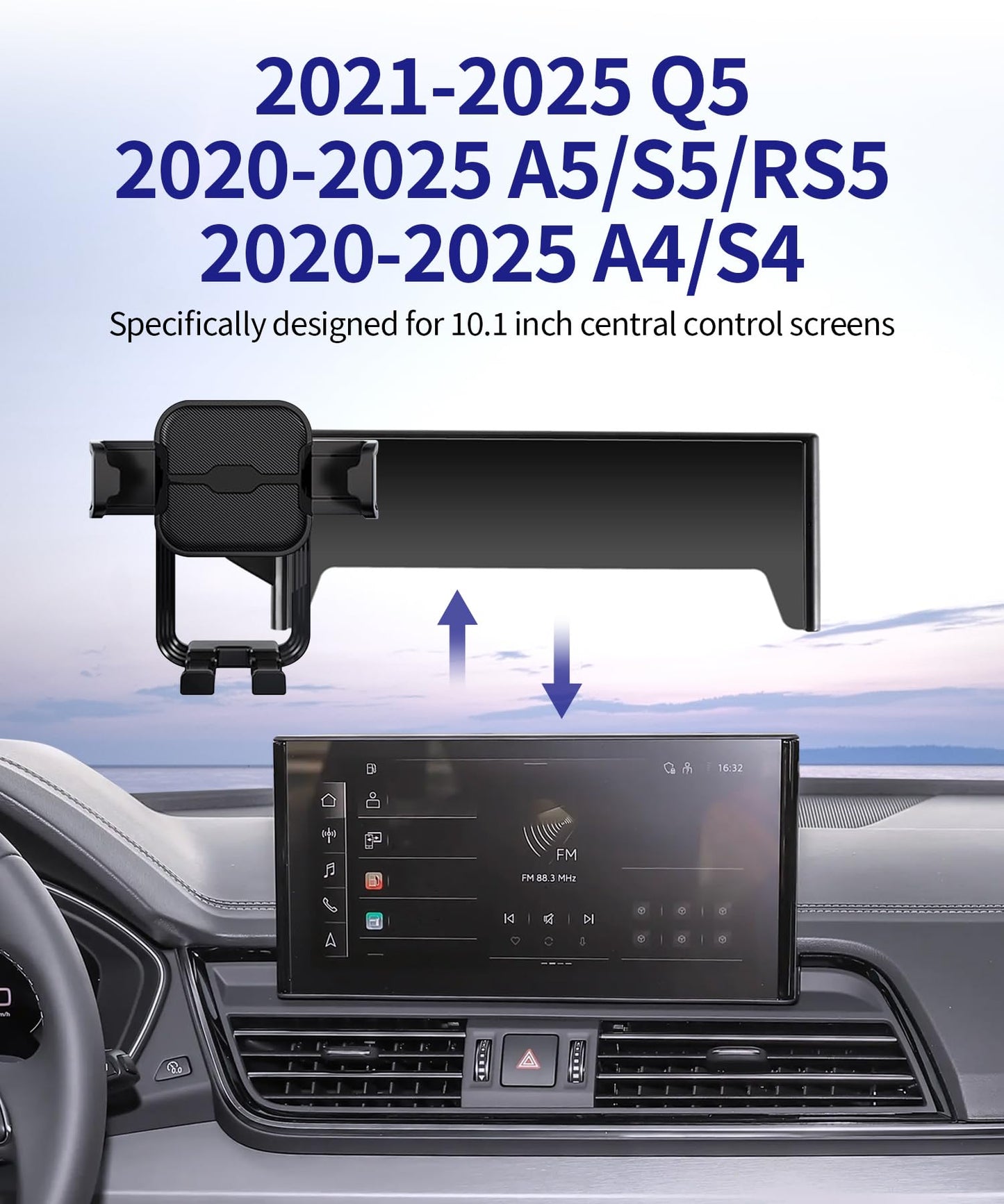 Masergogo Car Phone Holder For 2021-2025 Audi Q5/2020-2025 A5/S5/Rs5/20-25 A4/S4, 360 Rotation, 10.1 Inch Screen Fixed Clip, Aut