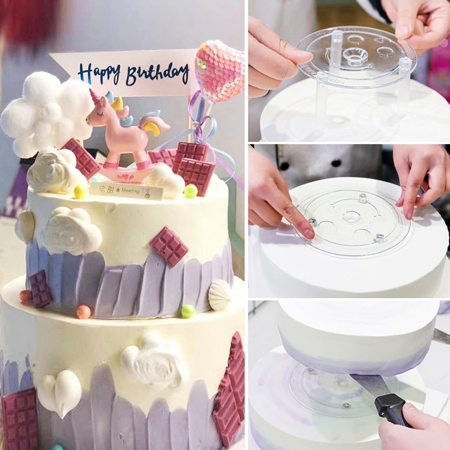 Cake Pin Sticks Set, 16 Pieces Plastic Cake Sticks Support Rods with 4 Cake Dividers for 6, 8, 10, 12 Inch Cakes, Plastic Cake Support Rods for Wedding Cake Building and Stacking (16)