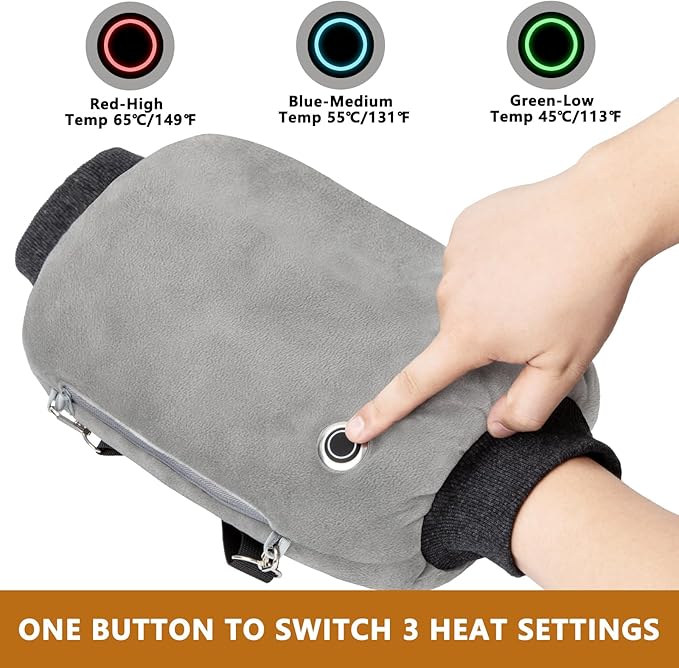 Hand Warmers Rechargeable, Electric Heated Gloves with Rechargeable Batteries 3 Levels 7.6V Fast Heating Handwarmer Pouch for Women Men Kids Winter Hiking Camping Hunting Skiing Outdoor Sports Working