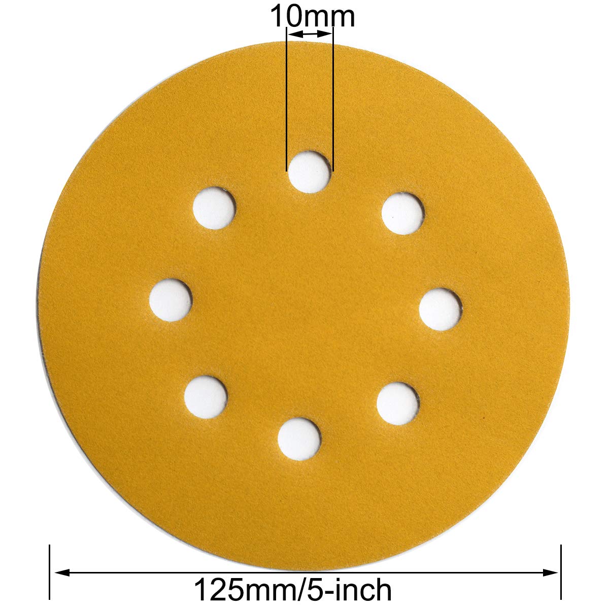 5-Inch 8-Hole Hook and Loop Sanding Discs 320-Grit Random Orbit Sandpaper, 100-Pack