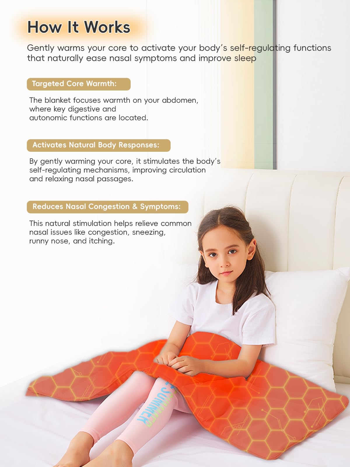 Zaybuon Allergy & Sinus Relief Blanket for Nasal Congestion, Sinus Pressure, Seasonal Allergies & Snoring – Natural Warm Therapy for Sinus Relief & Better Sleep (Gray)