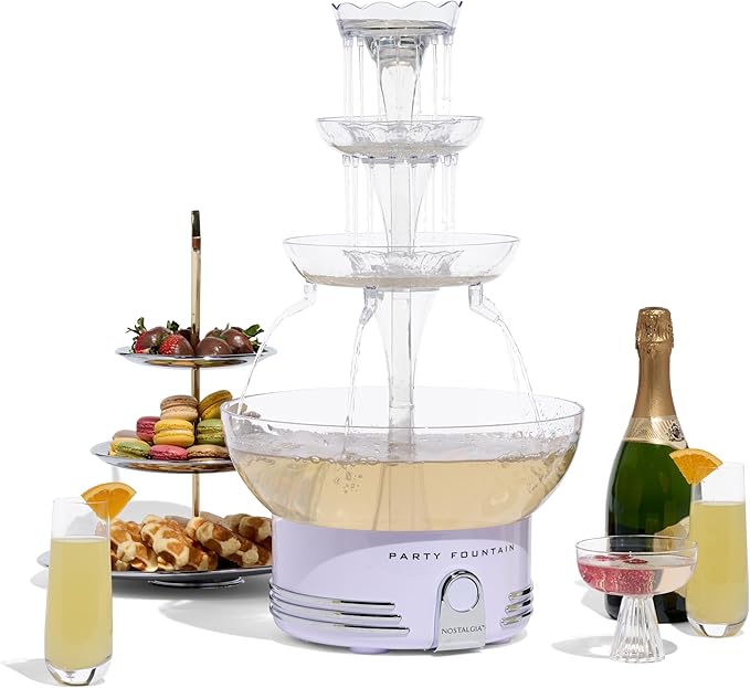 Nostalgia Countertop Retro Lighted Party Beverage Fountain – 1.5 Gallon Capacity, 3-Tiered Cascading Tower with LED Base -...