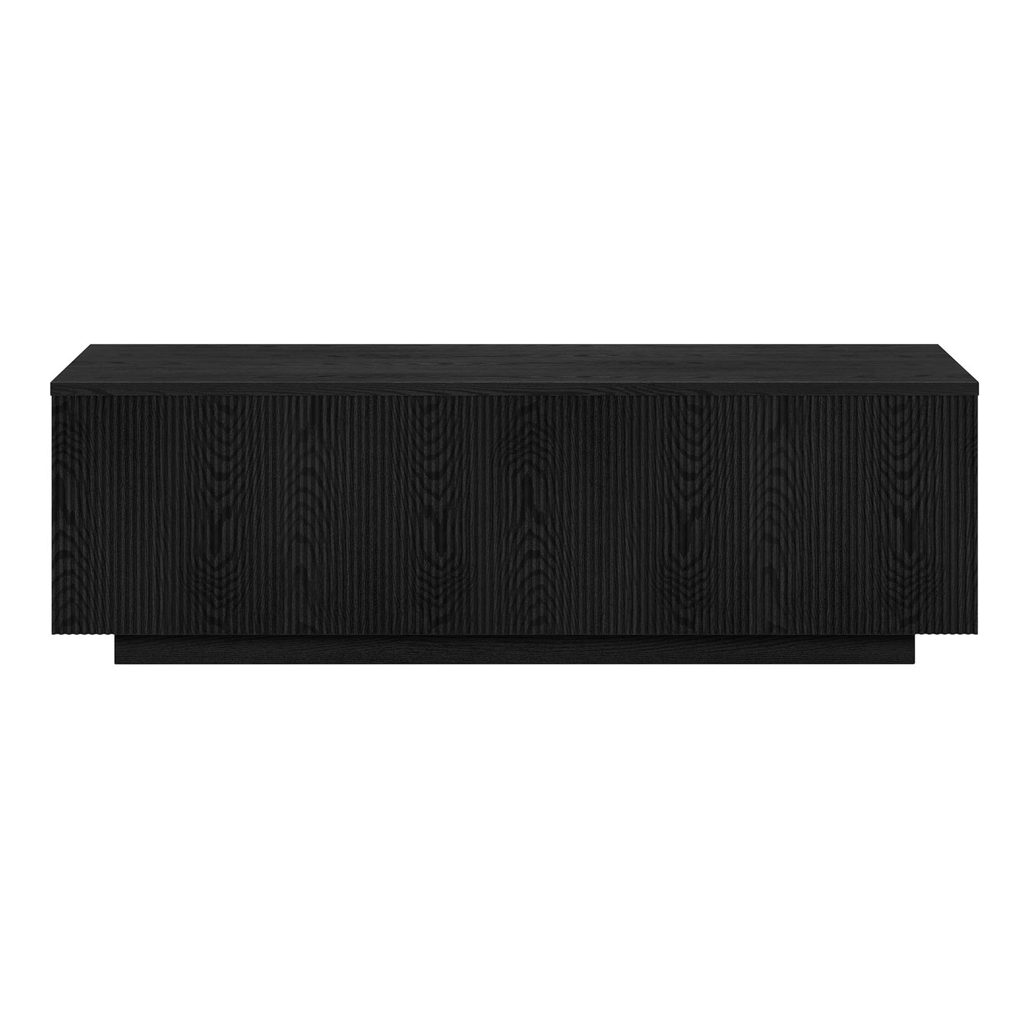 Henn&Hart 48" Fluted Rectangular Low-Profile Coffee Table with Ribbed Sides for Living Room, Family Room, or Office, Natural Black