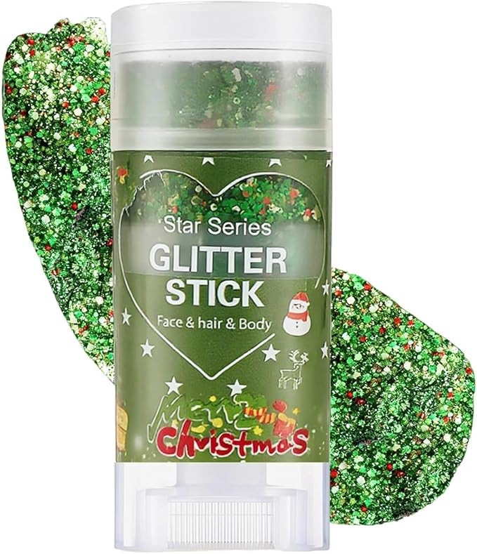 Christmas Body Glitter Stick,Face Hair Glitter Makeup for Women,Waterproof Christmas Hair Glitter,Singer Concert Festival ...