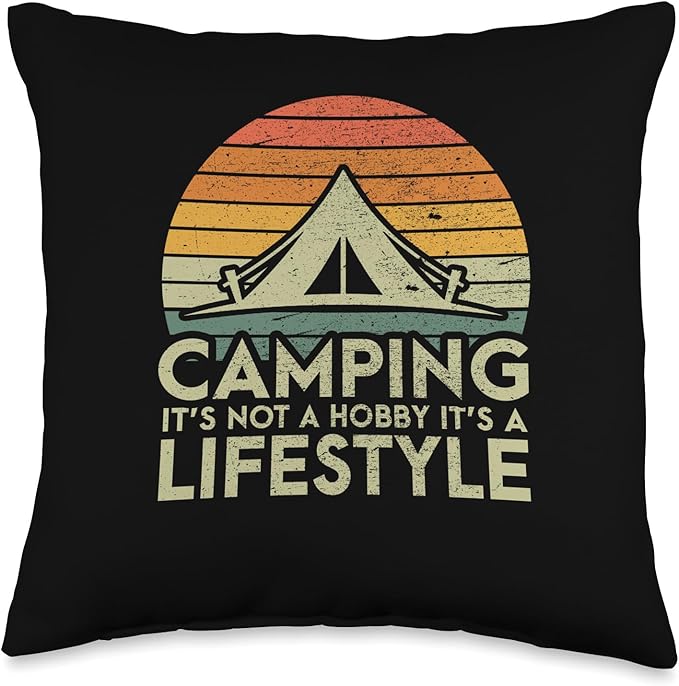 Retro Camping Lifestyle Camper Throw Pillow