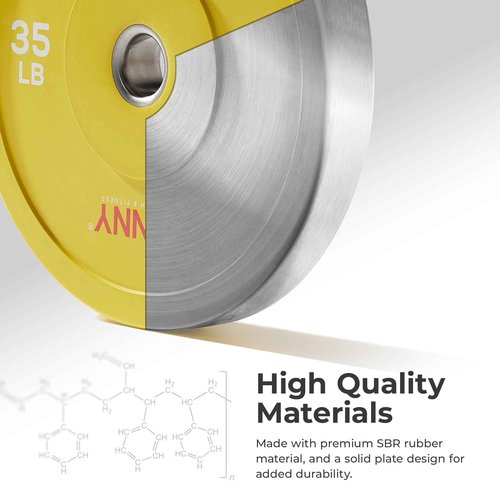 Sunny Health & Fitness Elite 2-Inch Rubber Olympic Bumper Weight Plate 10, 15, 25, 35, 45 & 55 LB w/ Steel Hub for Home Gym, Body Building, Strength Training, Barbell, Deadlifts, Weightlifting 15 POund (Pair) - SF-OP01-15