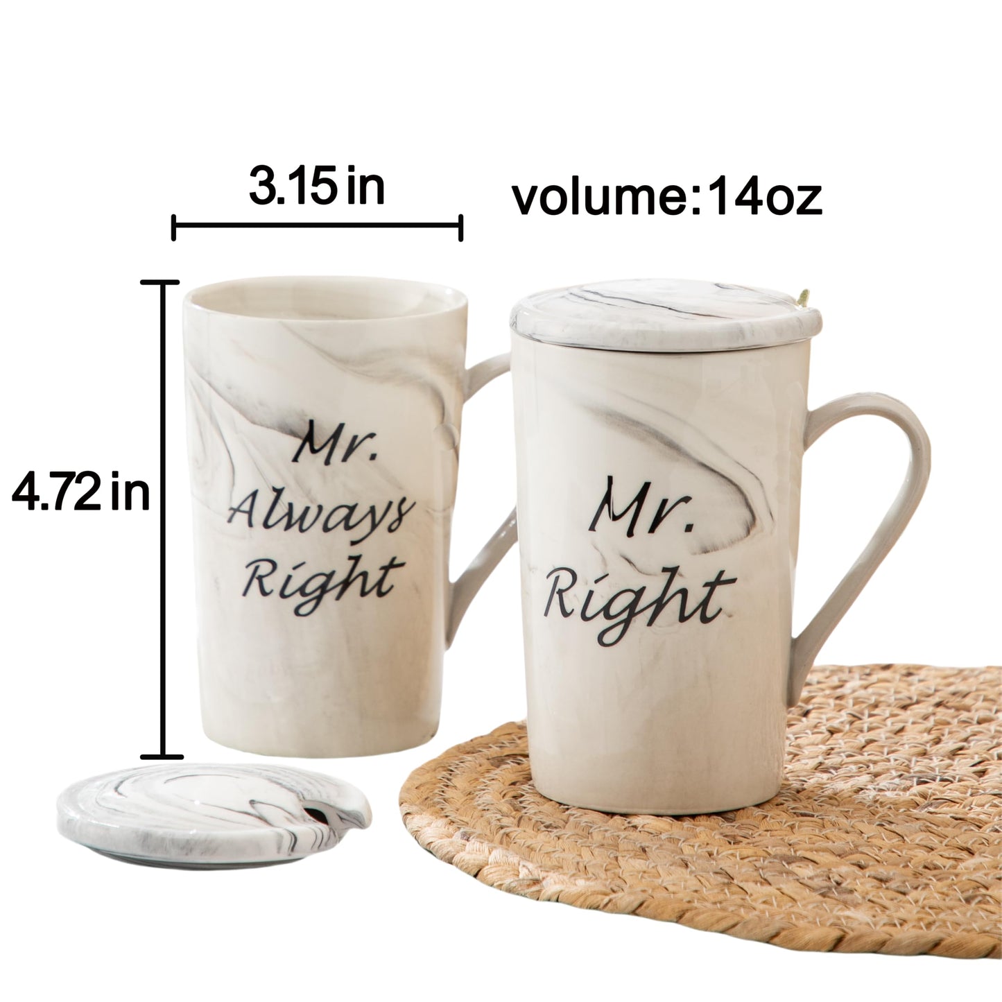 Mr and Mr Coffee Mugs Wedding Gifts for Grooms Gift for Gay Couples Engagement Wedding and Married Couples Anniversary Valentine's Day Gifts Ceramic Marble Cups