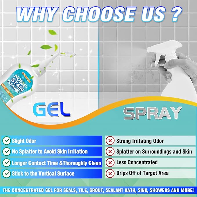 Mold Stain Cleaner Gel, All-Purpose Gel for Home Use on Washing Machine Gasket, Bathroom Grout, Sink, Shower, Caulk, and Front Loader Seal (2, 5.82 Fl oz)