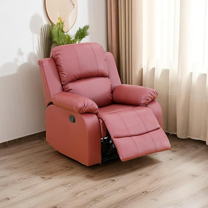 A Ainehome Living Room Furniture Set Leather Recliner Sofa Set Loveseat Chair Furniture Sofa Set for Living Room/Small Space/Rv/House/Office/Theater Seating (A-Red Leather, Chair)