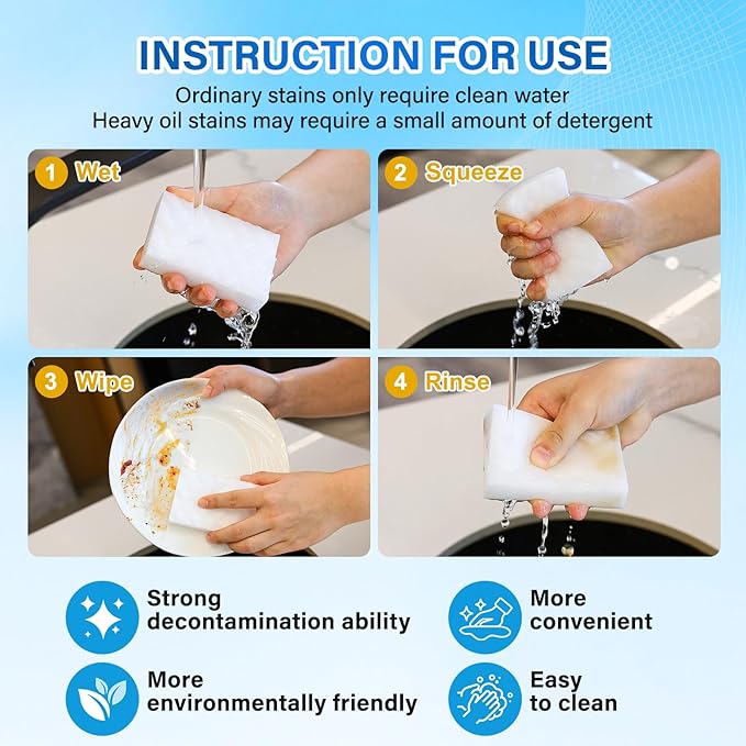 Magic Sponges Cleaning Eraser, 30 Pack 2X Density Stronger Melamine Sponge Foam Pads, Multi-Functional Household Cleaner Dish Sponge, Cleaning Supplies for Kitchen, Bathroom, Floor, Sink,Wall Cleaner