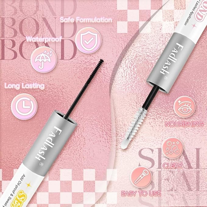 FADLASH Lash Bond and Seal Waterproof 12ml Cluster Lash Glue for Eyelash Clusters Strong Hold Eyelash Glue Long Lasting