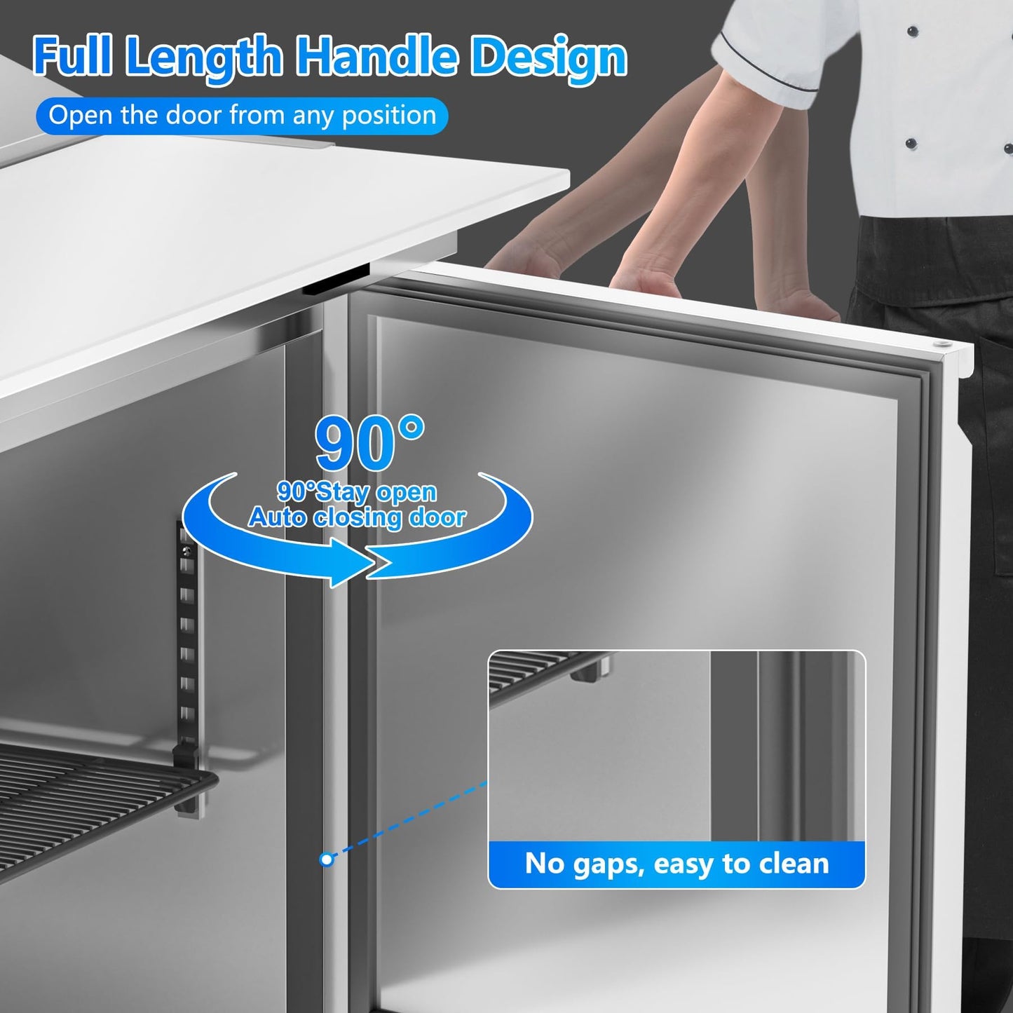 Rockitch 29" W Commercial Refrigerator Sandwich Salad Prep Table, 7.6 Cu.ft 1 Door Commercial Stainless Steel Mega Top Food Prep Fridge with 12 Pans, Salad Prep Station for Restaurant, Bar, Shop