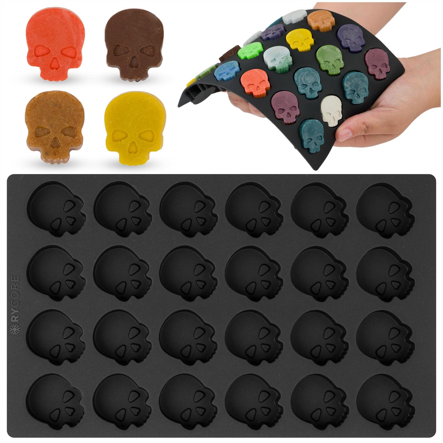 Halloween Silicone Skull Mold for Baking, Chocolates & Desserts | Distinctive Skull Design Mini Mold - Craft Candies, Jellies & Themed Treats - Premium Quality Skull Molds for Chocolate