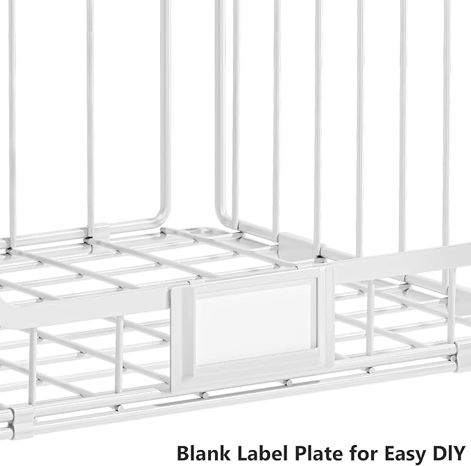 5-Tier Stackable Closet Organizers and Storage, Clothes Shelf Organizer, Foldable Wire Basket Bins, Sweater Storage for Closet and Pantry,11.8" D x 15.7" W, White
