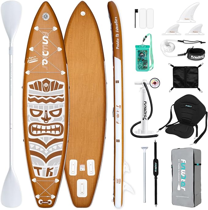 FunWater 8'/10'/10'6"/11'6" Inflatable Stand Up Paddle Board with Premium SUP Paddleboard Accessories, Wide Stable Anti-Sl...