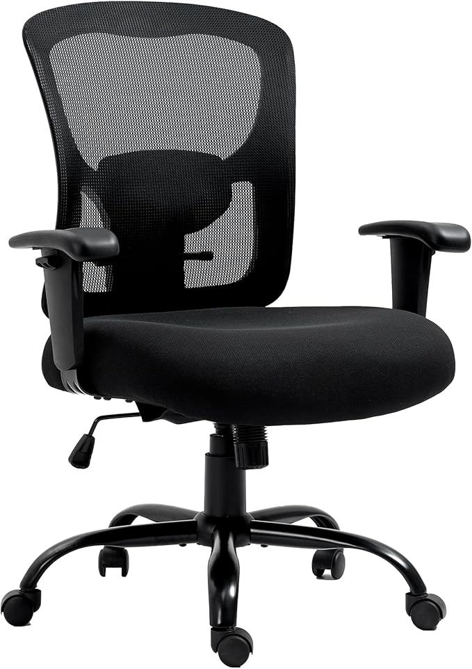 Bigroof Home Office Chair Ergonomic Mesh Desk Chair 400lbs with Adjustable Lumbar Support Arms High Back Wide Seat Task Executive Rolling Swivel Chair for Women Men, Heavy People