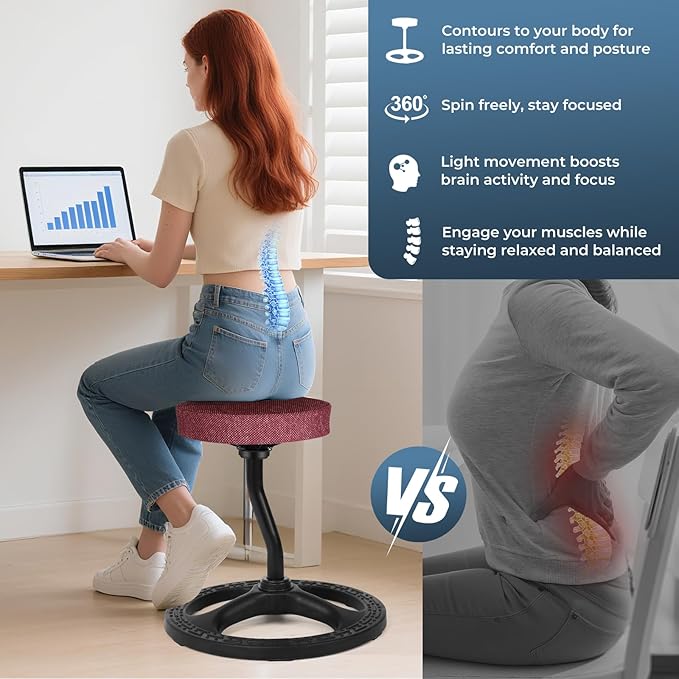 Upaloop ADHD Chair for Kids, Yoga Chairs for Adults, Wobble Stool Active Flexible Seating Desk Chair with Non-Slip Base and Washable Seat Cover for Stability, Balance, Yoga, Office, School, Classroom