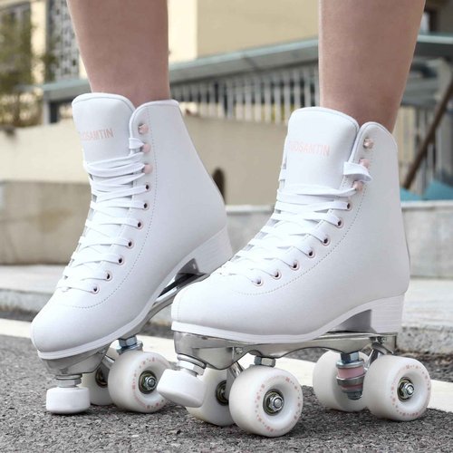 Tuosamtin Roller Skates for Women Girls with Height Adjustable Rubber Stoppers Cute Retro Quad Roller Skates for Outdoor and Indoor