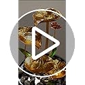 MSEONWXI Tabletop Fountain Metal Lotus Circulating Fountain Water Feature for Zen Home Decor Warm Yellow Scene Light(23034)