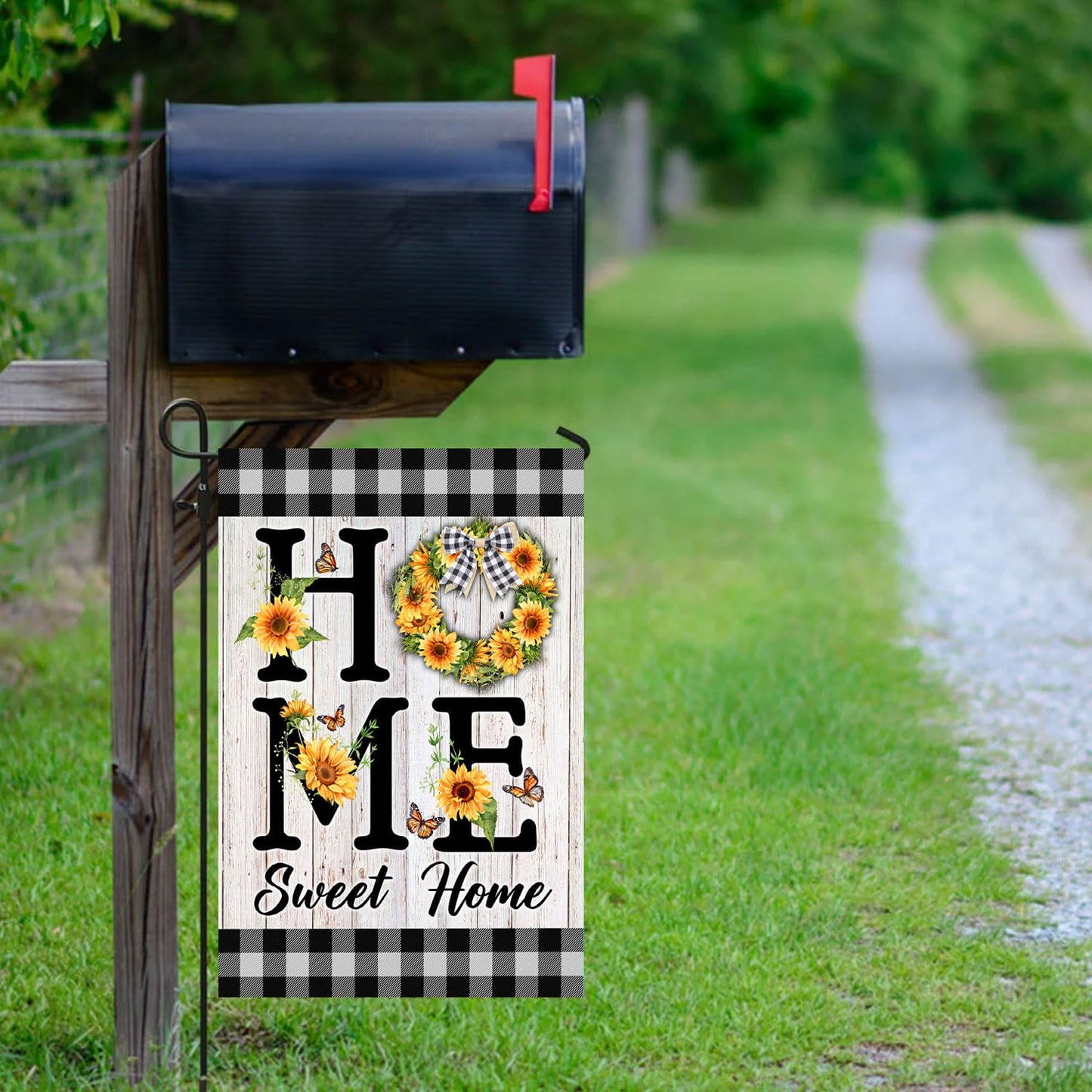 Home Sweet Home Sunflower Flag Double Sided, Summer Plaid Outdoor Decor for Yard, Set of 2 Summers House Flags 28x40 & Garden Flags 12x18 Double sided (House + Garden Flags)