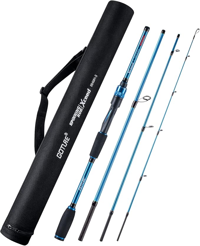 Goture Travel Fishing Rods, 4 Piece Fishing Pole with Case/Bag, Casting/Spinning Rod,Ultralight Fishing Baitcasting Rod 7f...