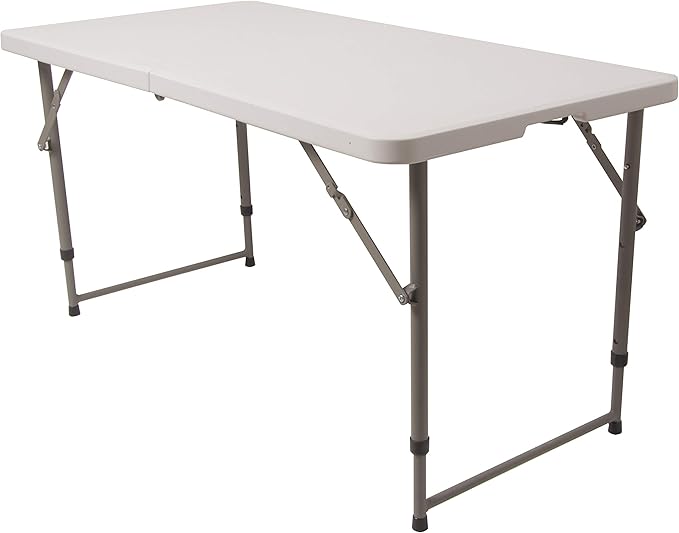 Elevon Portable Utility Camping Crafting Folding Table, 4 Feet, White