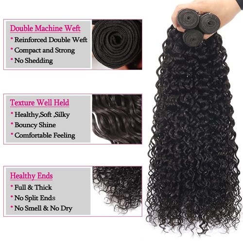 Giginger Bundles Human Hair 20 22 24 Inch Water Wave Brazilian Virgin Curly Human Hair Bundles Unprocessed Quick Weave Soft Sewn In Hair Extensions for Black Women