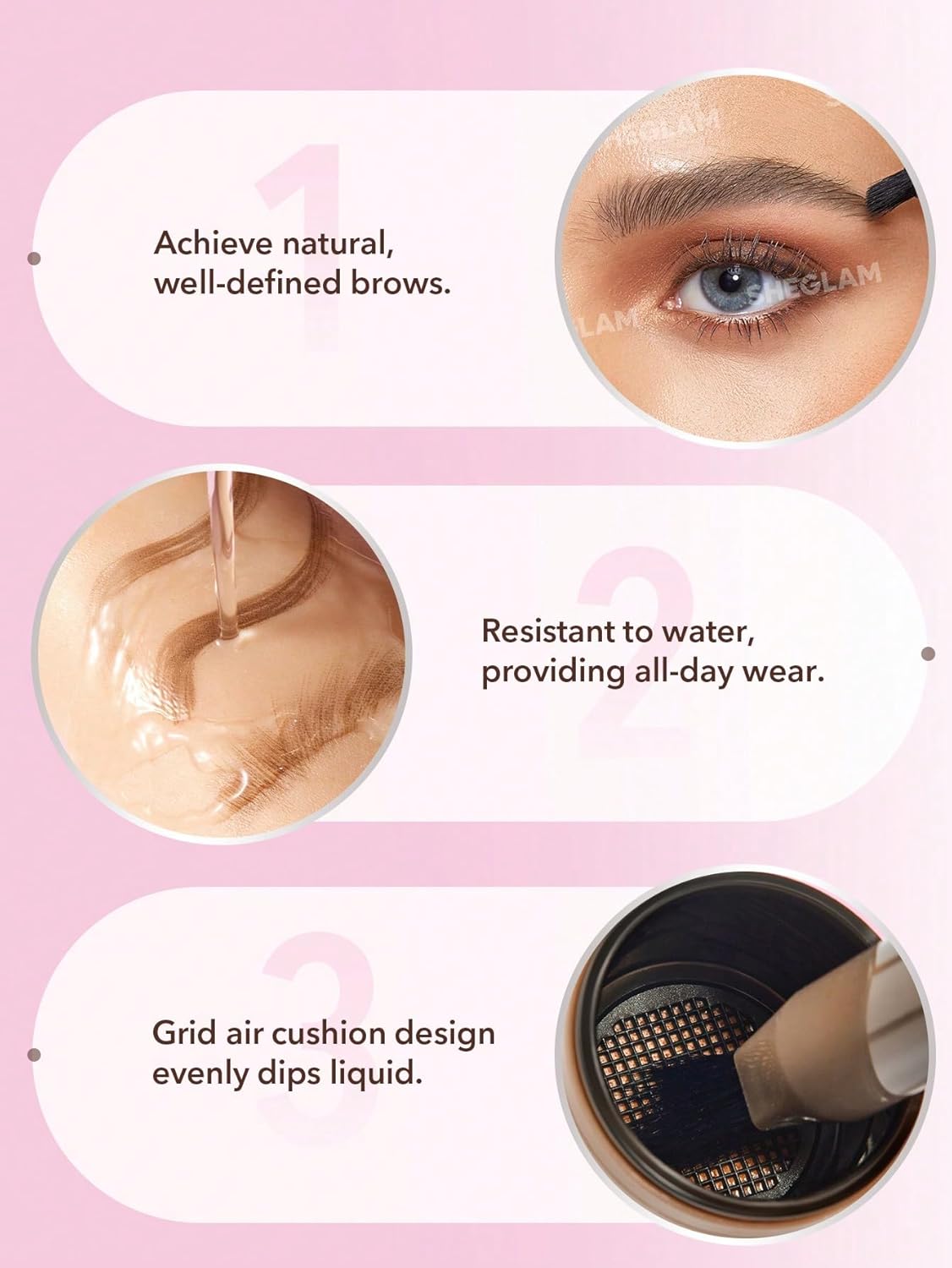 SHEGLAM Brow-Fection Angled Brush & Dip Upgraded Microblading Eyebrow Pen Long Lasting Waterproof Easy To Color-Ash
