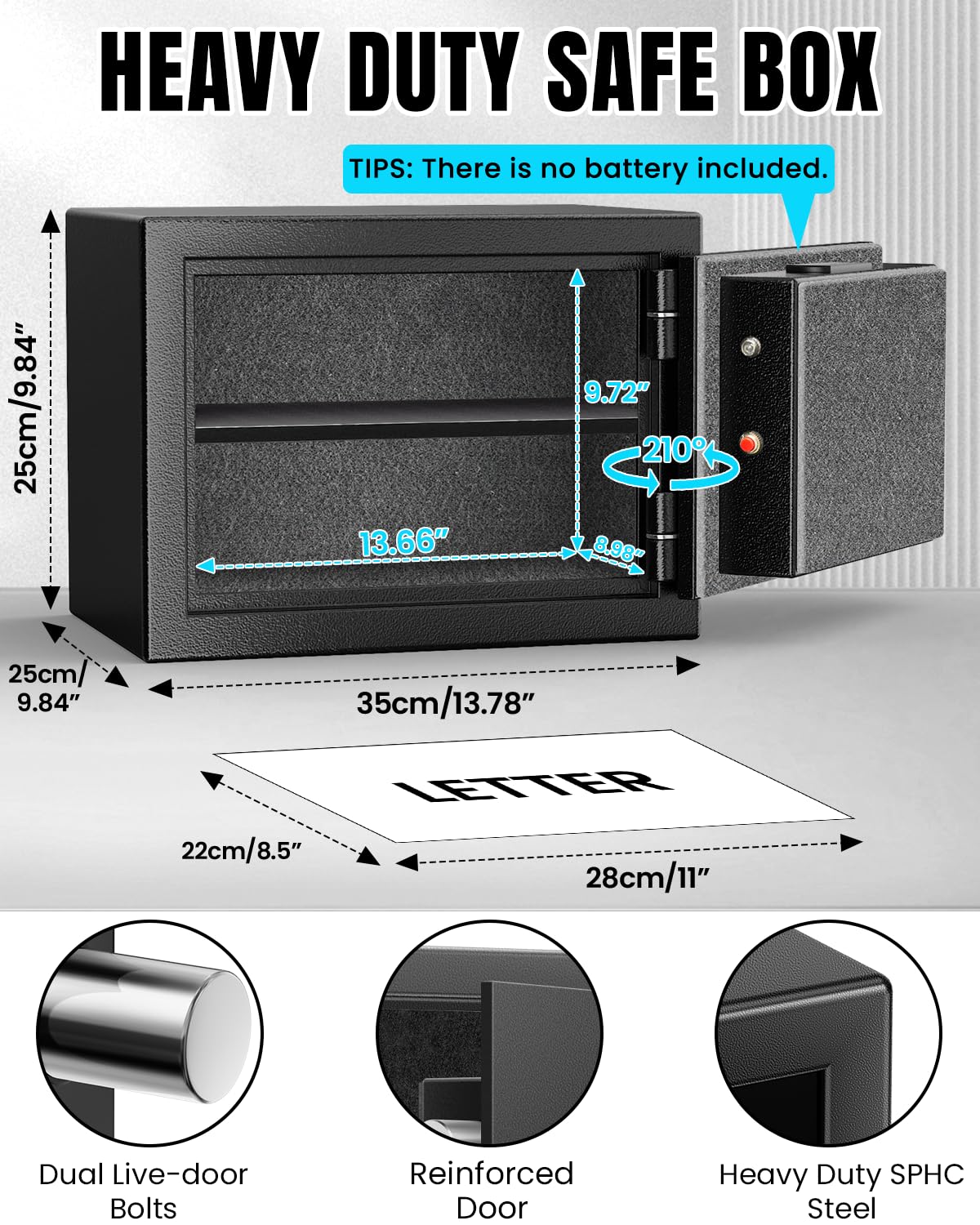 [𝟐𝟎𝟐𝟔 𝟑𝟓-𝐌𝐢𝐧 𝟏𝟕𝟎𝟎°𝐅] Fireproof Safe for Home, Money Safe for Cash, 𝟐𝟐𝐋𝐛𝐬 Fire Proof safes for Home Use, Wall Mounted Safes with Alarm System and LED Light
