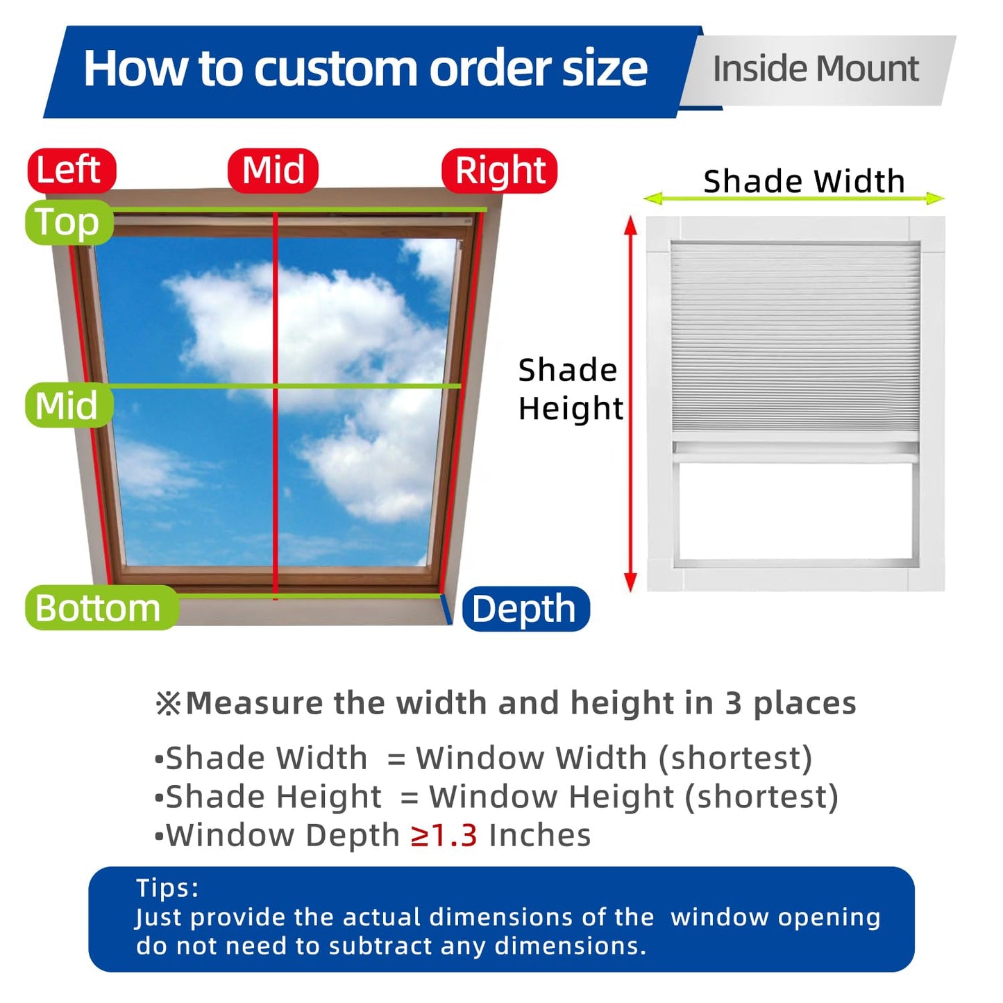 RANBOLIFE Adjustable Size Blinds for Windows, Skylight Blinds & Shades, Cordless Cellular Shades with Aluminum Frame Waterproof and Heat Insulation - Custom Cut to Size, 100% Blackout Beige