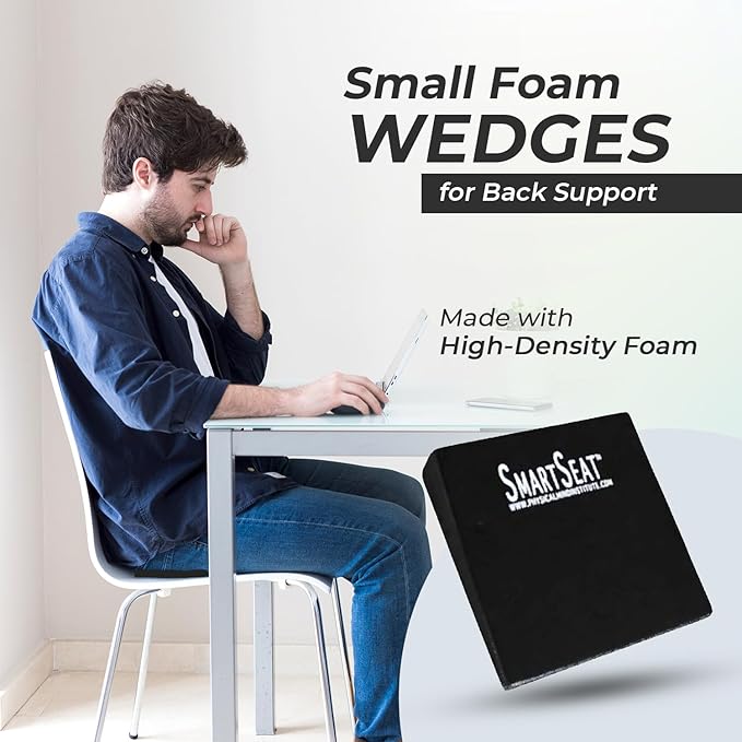 Small Foam Wedges for Back, Knee & Sit Bone Support Posture Correction Pain Relief and Comfort Ideal for Office Chairs, Home Seating, Yoga, Meditation and Pilates Practice, Pack of 2