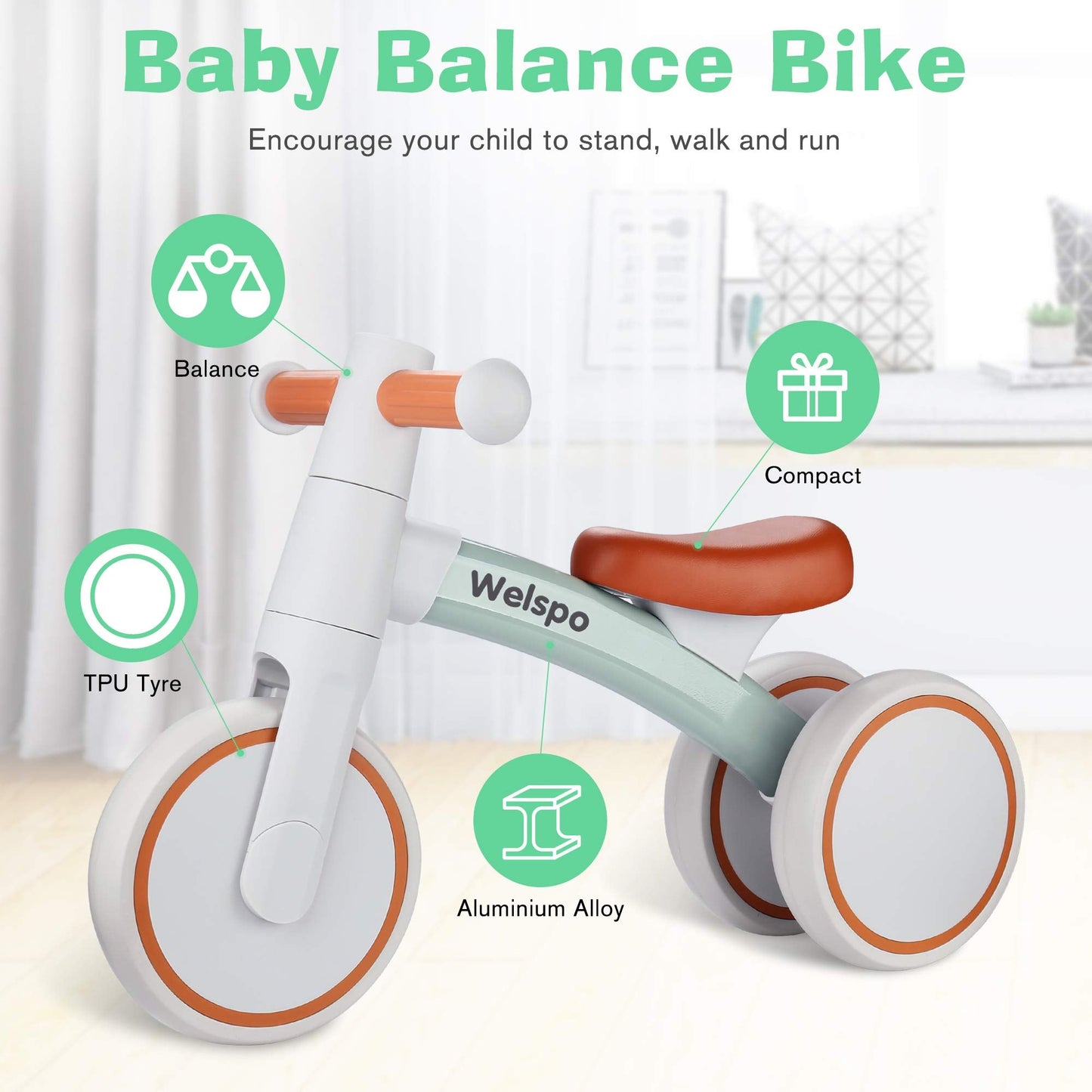 welspo Baby Balance Bikes for 1 Year Old Boys Girls 12-24 Months Kids Toddler Infant Walker Children First Bicycle No Pedal 3 Wheels Mini Bike Riding Toys