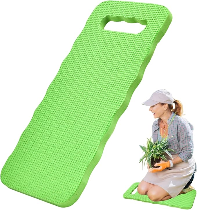NIOMICO Kneeling Pad 15x7 Inch Green Color EVA Foam Knee Cushion with Handle Non-Slip Shock Absorption Resilient Knee Mat for Gardening Yoga Work Pad