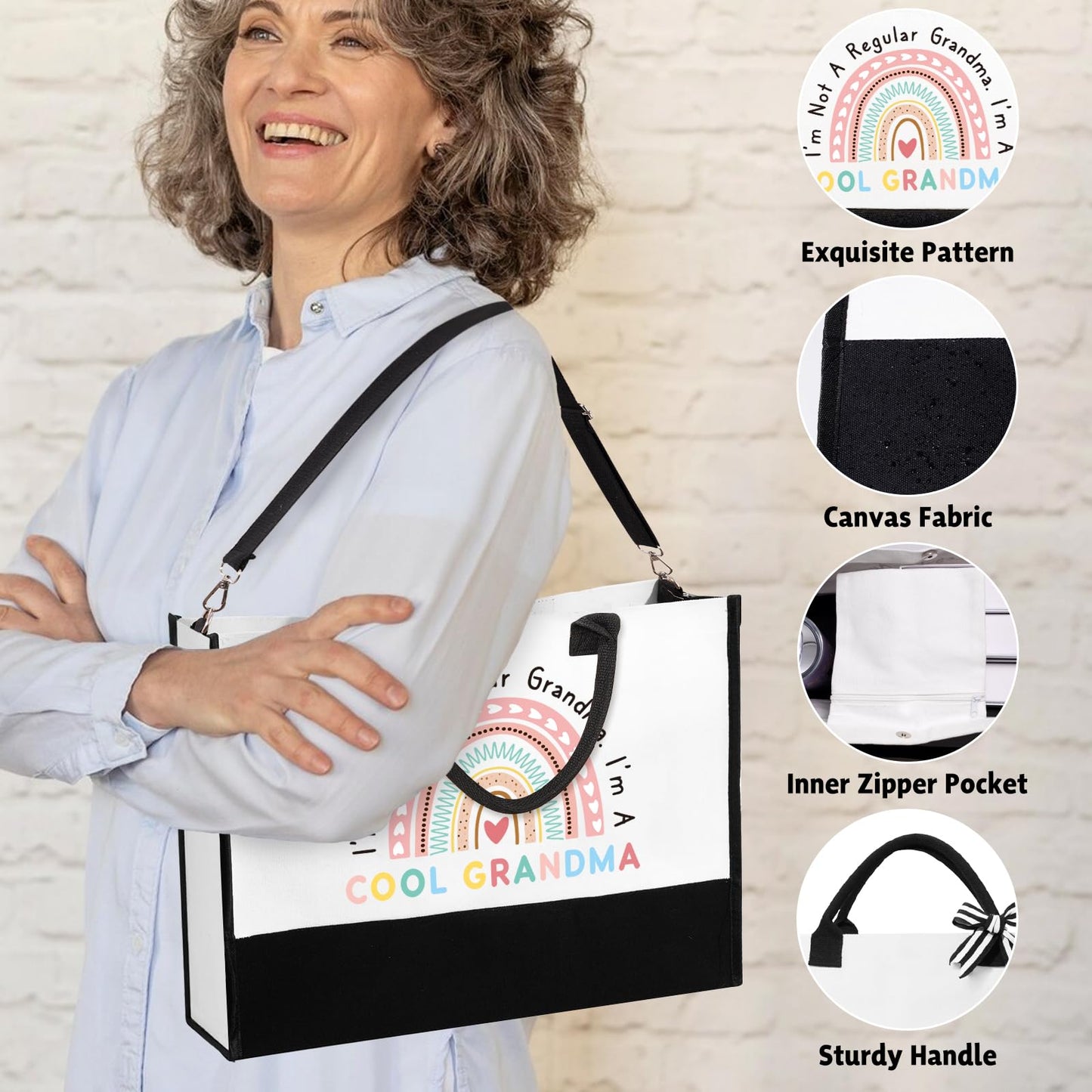 iAOVUEBY Grandma Gifts for Women Birthday Mothers Day Gifts Set from Granddaughter Grandson Grandchildren, Canvas Tote Bag Gift Basket Thanksgiving Ideas Gift for Grandmother