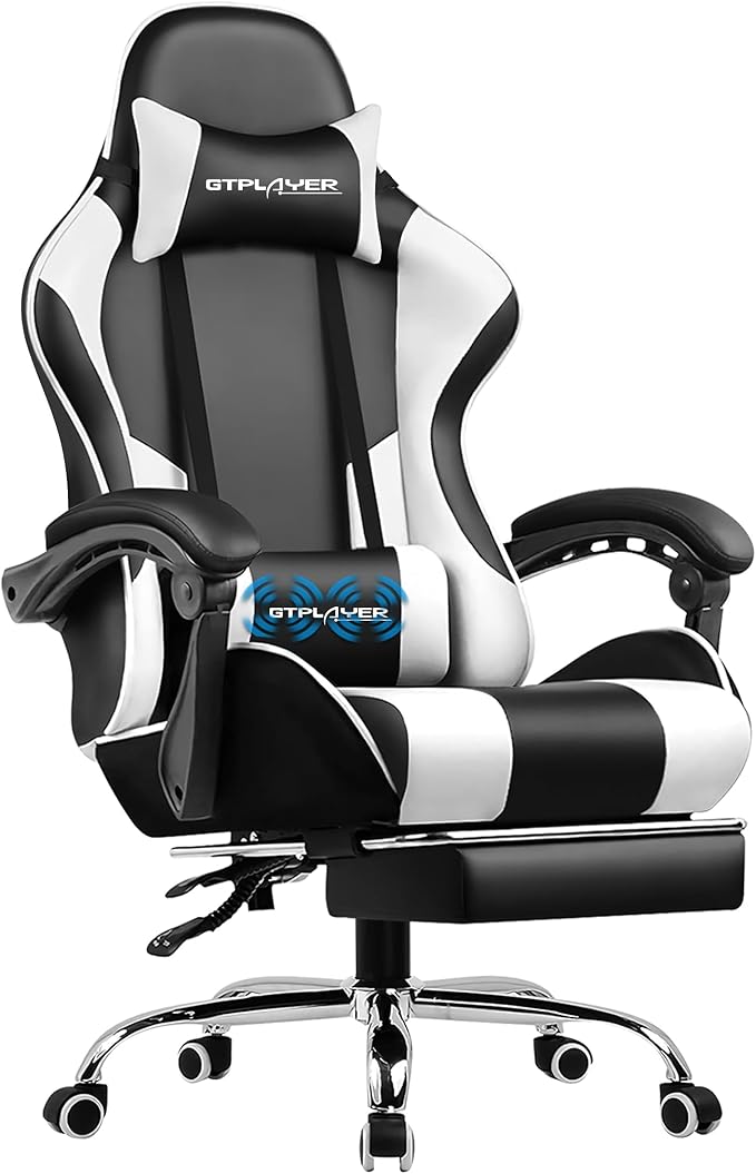 GTPLAYER Gaming Chair, Computer Chair with Footrest and Lumbar Support, Height Adjustable Game Chair with 360°-Swivel Seat...