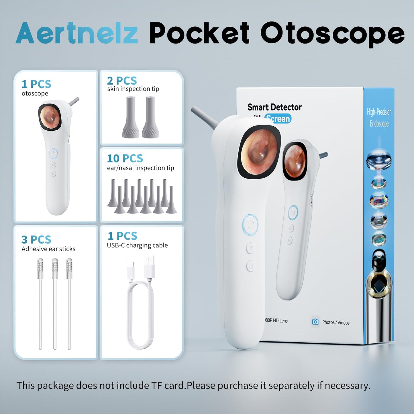 Otoscope Ear Camera with 1.21” Screen, 1080P Ear Scope with 4 LED Lights, Otoscope Camera for Adults Kids and Pets, Support Photo & Video, Type-C Charging with Computers, Baby Essentials, Home Medical