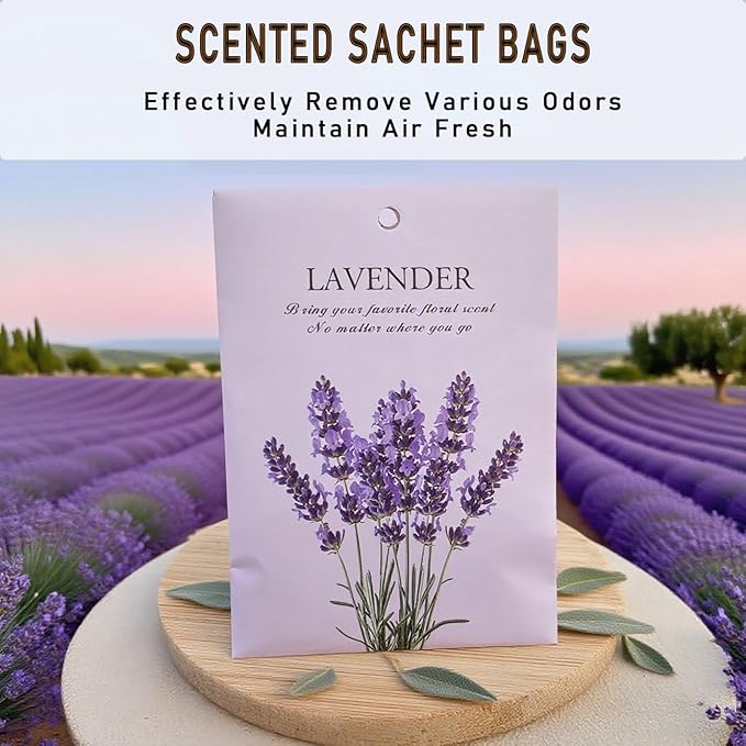 Lavender Scented Sachet Bags - 12 Pack Home & Car Freshener, Odor Eliminator for Closets, Rooms, Drawers, Wardrobes, Toilets, Long - Lasting 360 - Day Fragrance